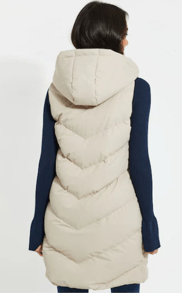 White Women's Hooded Sleeveless Puffer Coat