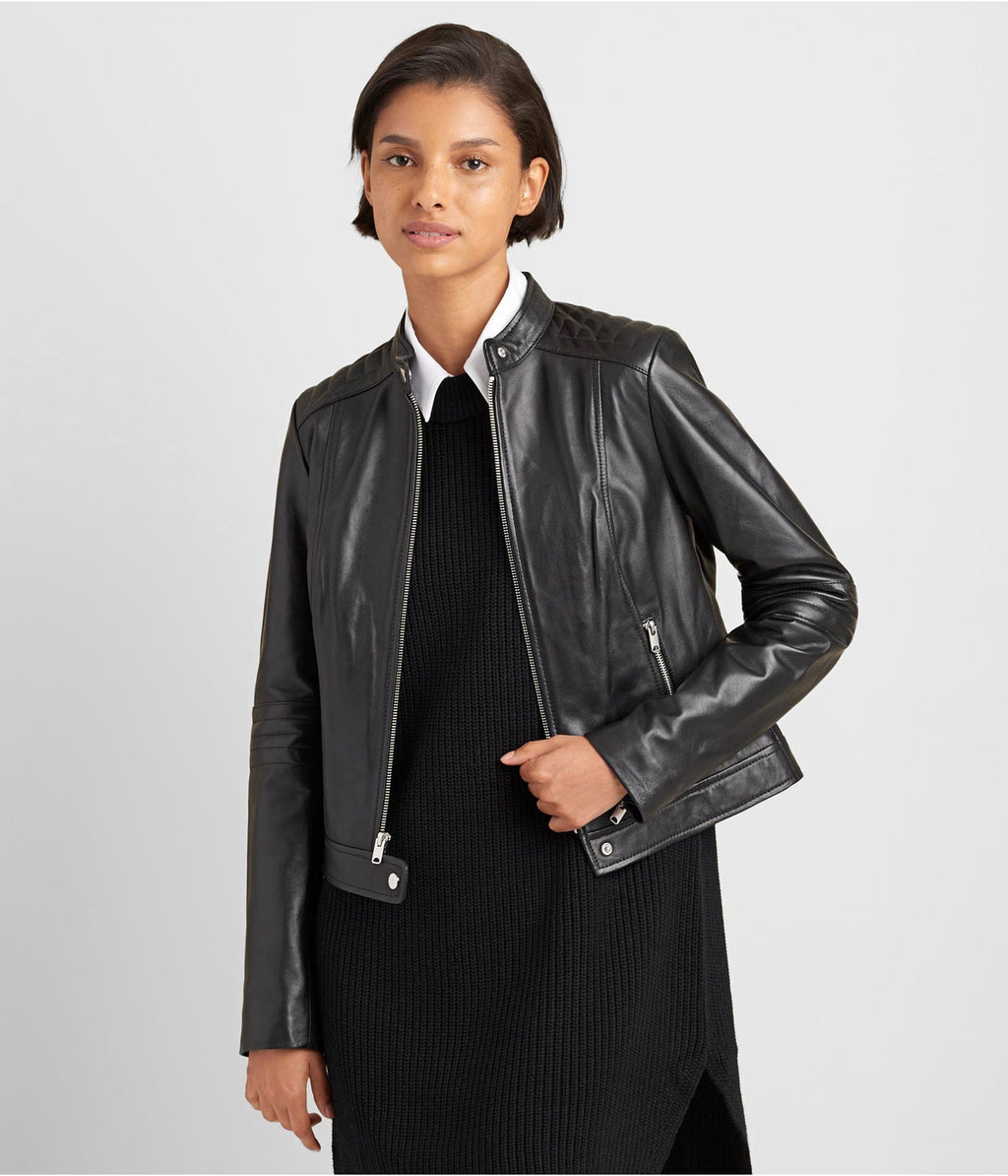 Classic Black Women's Leather Biker Jacket