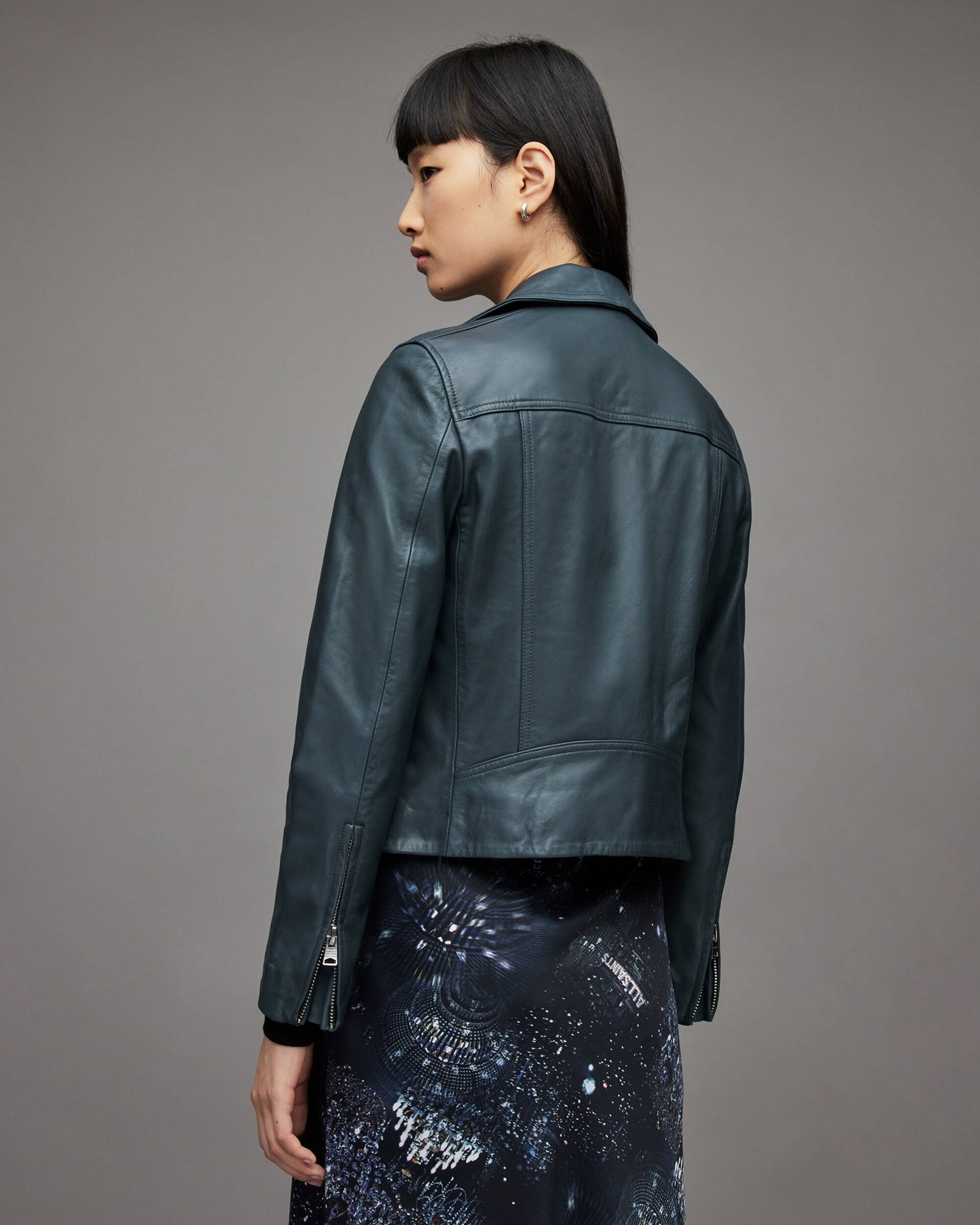 Emerald Green Women's Leather Biker Jacket