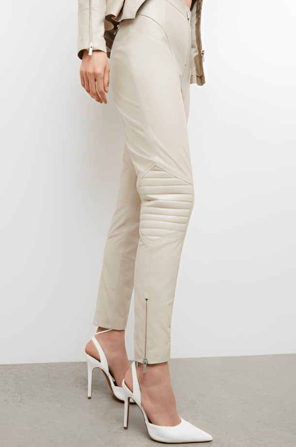 Women's Off-White Leather Biker Pants – Bold & Stylish
