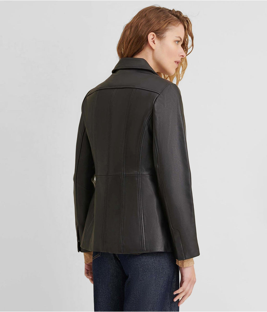 Women's Black Leather Blazer