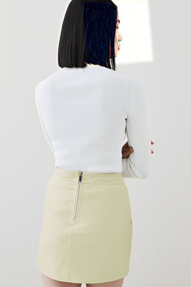 Women's Lime Green Leather Mini Skirt – Bold & Trendy Statement Piece