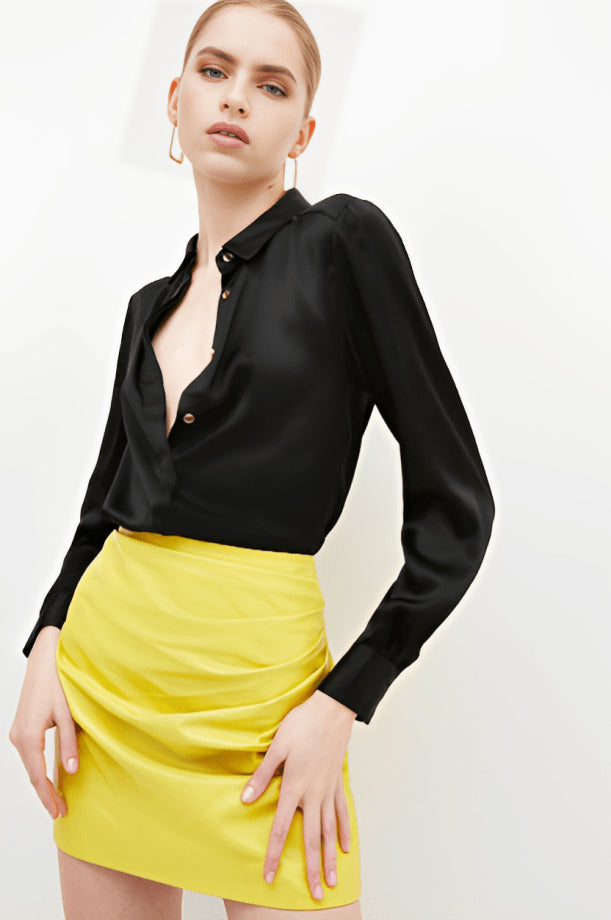 Women's Yellow Leather Mini Skirt – Bold & Trendy Statement Piece