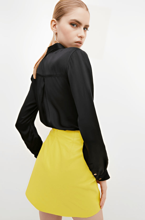 Women's Yellow Leather Mini Skirt – Bold & Trendy Statement Piece