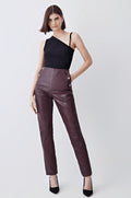 Burgundy Leather Pants for Women