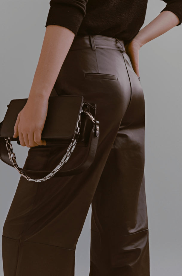 Women's Chocolate Brown Leather Pants – Sleek & Timeless