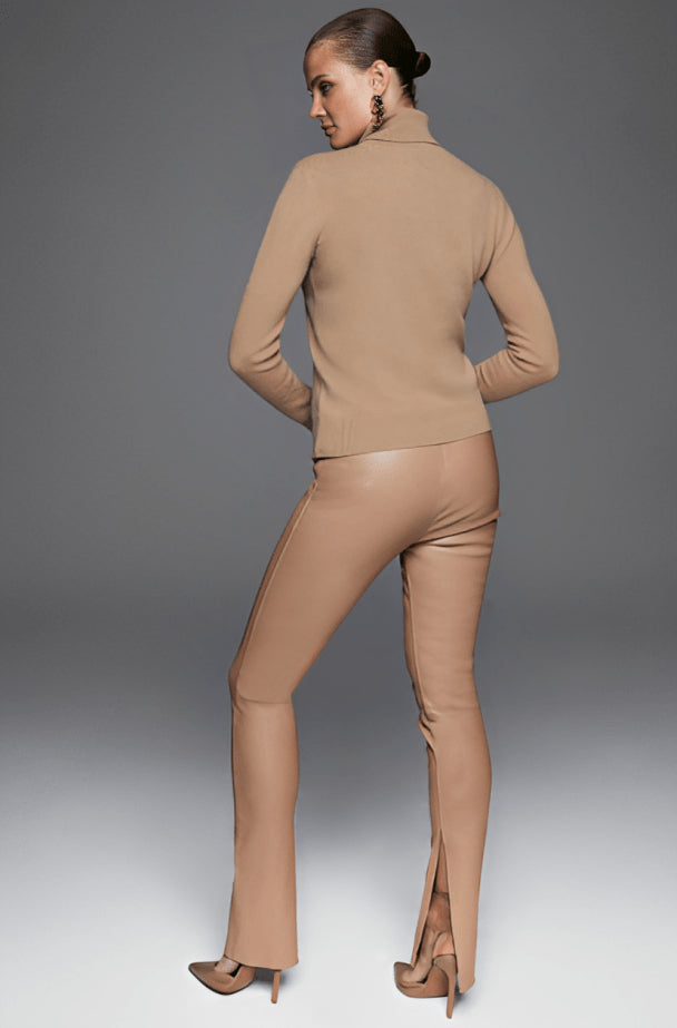 Women's Tan Leather Pants – Sleek, Versatile & Chic