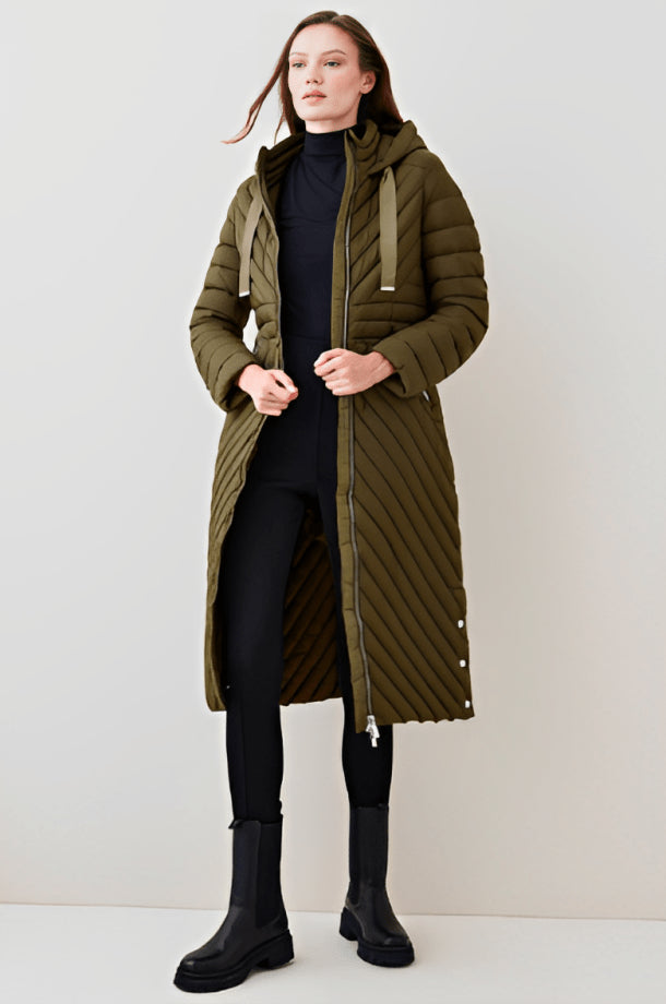 Khaki Women's Puffer Trench Coat