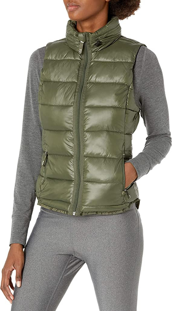 Khaki Puffer Vest for Women