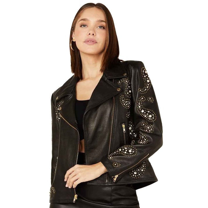 Black Rebel Women's Punk Studded Leather Jacket