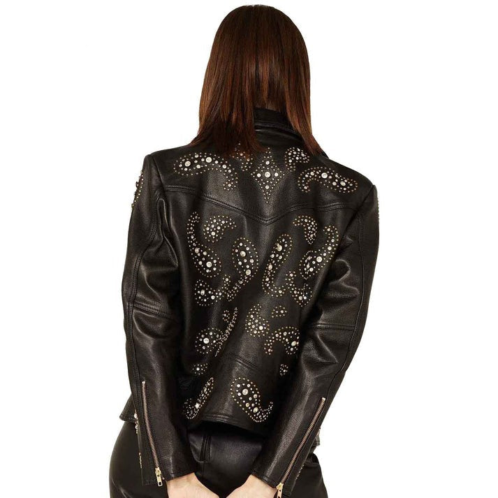 Black Rebel Women's Punk Studded Leather Jacket