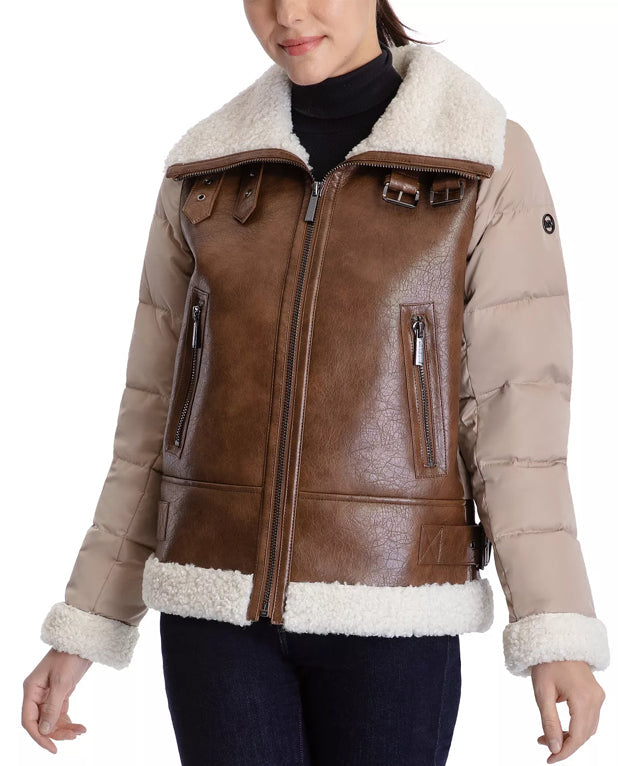 Women's Shearling B3 Puffer Leather Jacket
