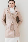 Beige Shearling Leather Coat for Women