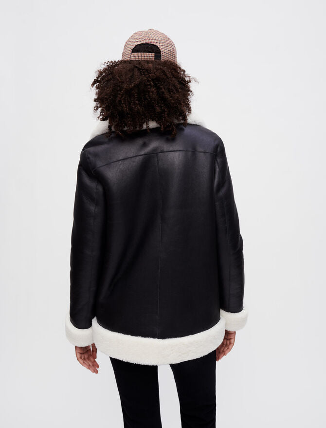 Women's Black Shearling Leather Jacket