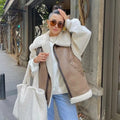 Beige Shearling Leather Vest for Women