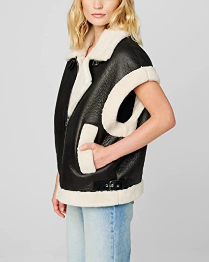 Women's Black Shearling Leather Vest – Warm, Chic & Timeless