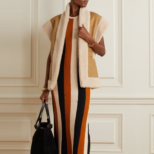 Women's Brown Shearling Leather Vest