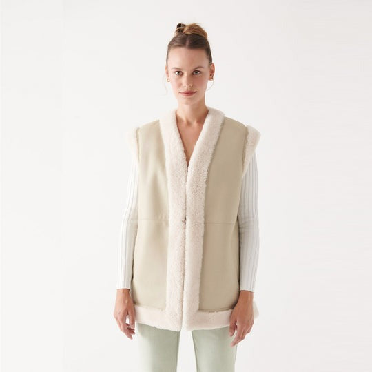 Off-White Shearling Leather Vest for Women