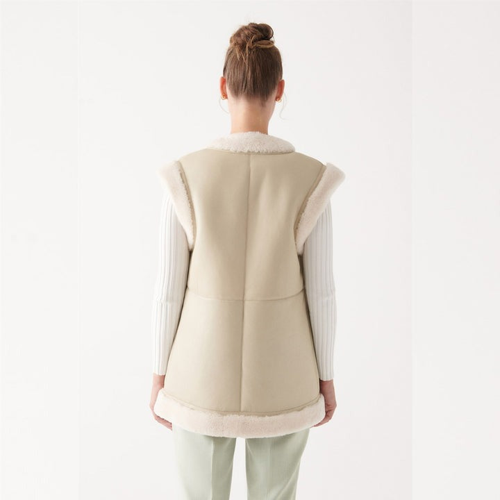 Off-White Shearling Leather Vest for Women