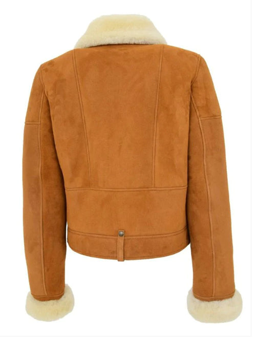 Brown Sheepskin Biker Leather Jacket for Women