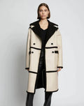 Beige Sheepskin Fur Leather Trench Coat for Women