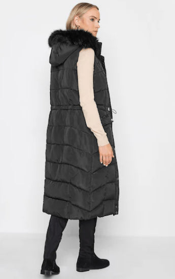 Women's Black Sleeveless Hooded Puffer Parka Coat