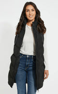 Black Women's Sleeveless Hooded Puffer Coat