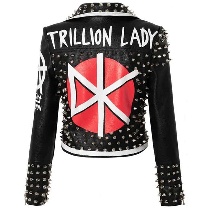 Women's Studded Black Leather Biker Jacket