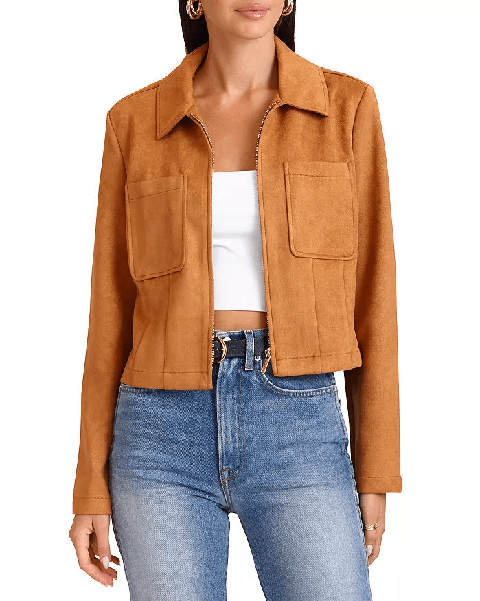 Women's Brown Suede Harrington Leather Jacket