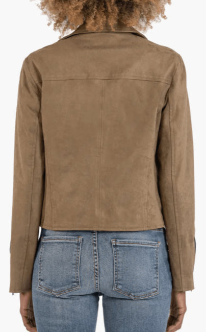 Beige Suede Biker Jacket for Women