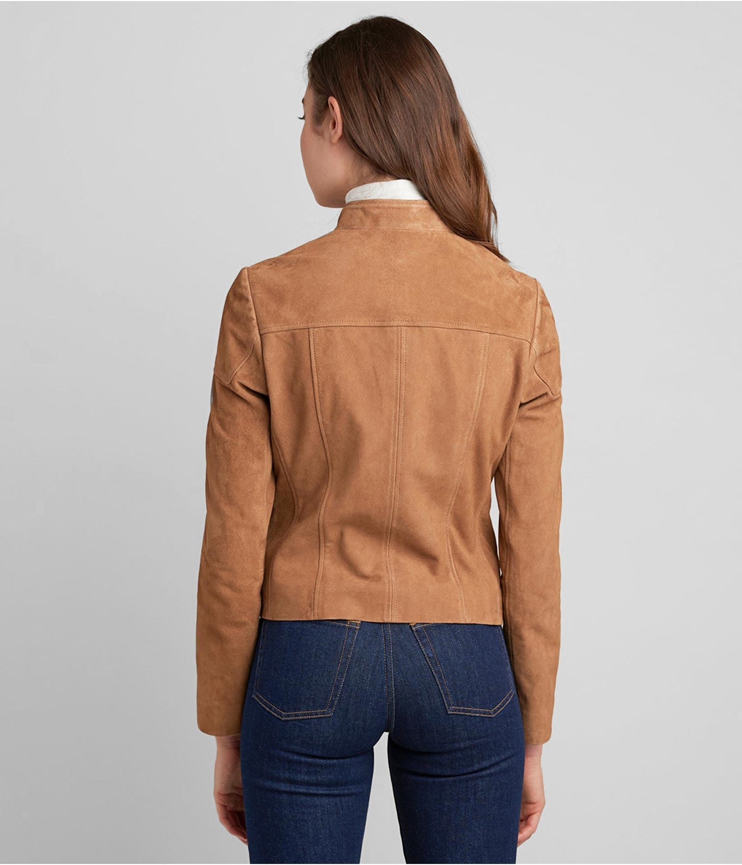 Brown Suede Leather Biker Jacket for Women
