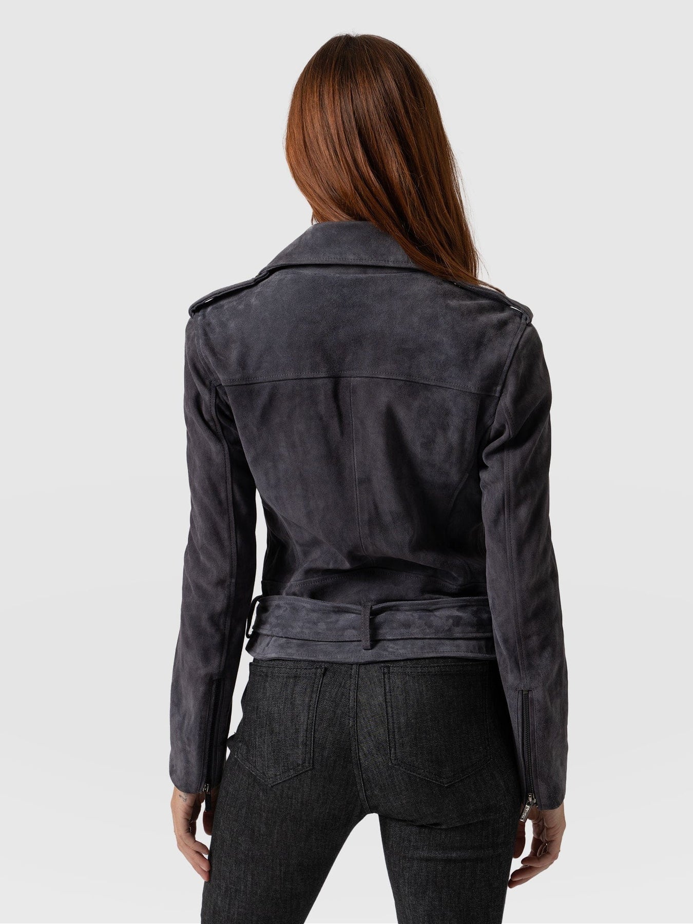 Women's Matte Black Suede Leather Biker Jacket