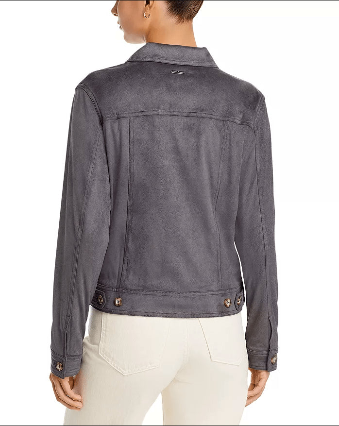 Gray Suede Trucker Jacket for Women
