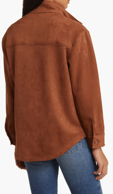 Women's Brown Suede Trucker Shirt Jacket – Timeless Western Elegance