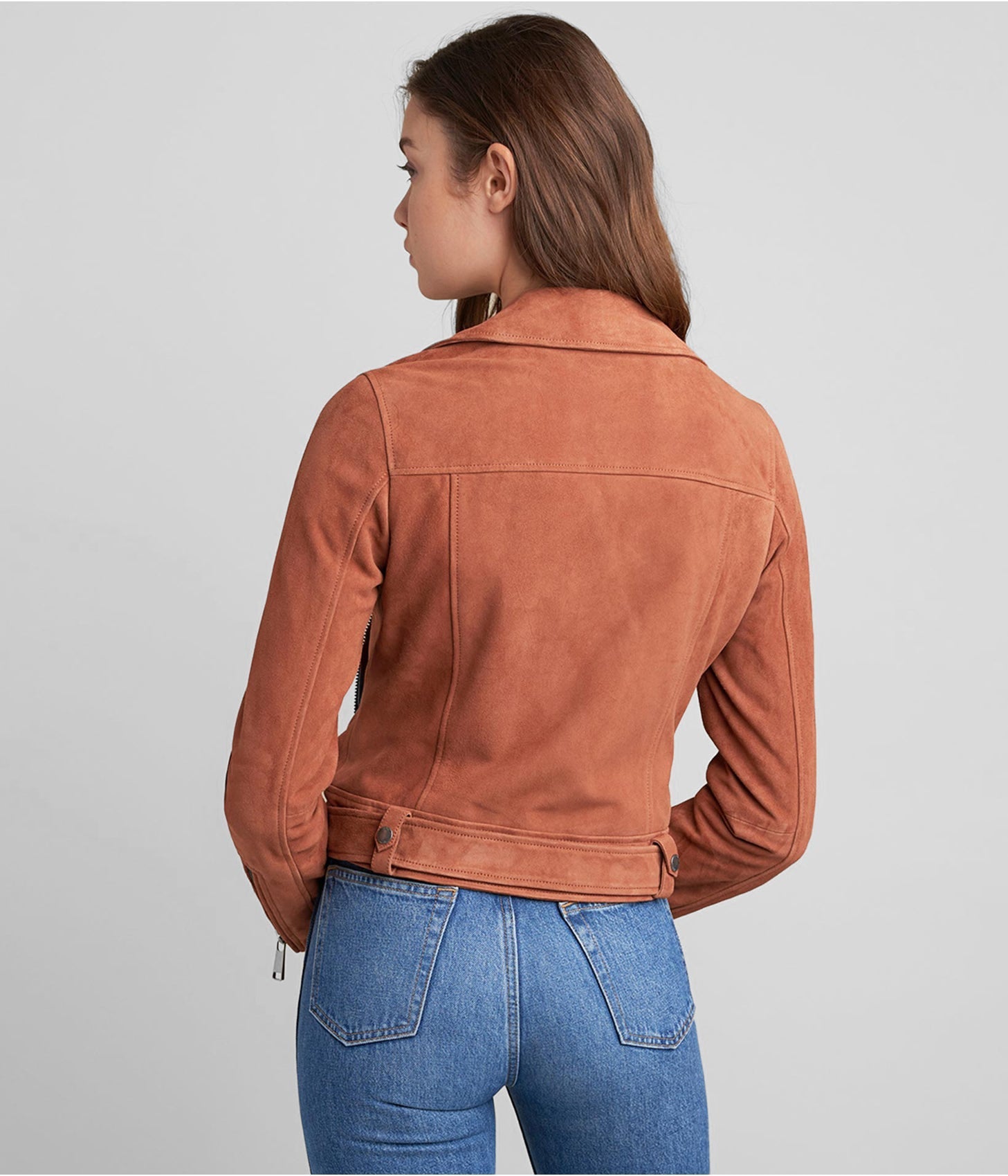 Women's Tan Brown Suede Biker Jacket – Classic & Stylish