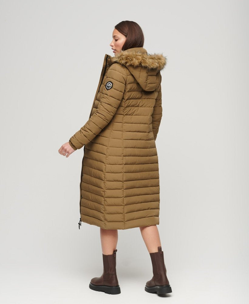 Women's Brown Trench Parka Puffer Coat – Warm & Stylish Outerwear