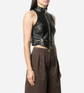 Black Trendy Women's Leather Vest – Chic & Versatile