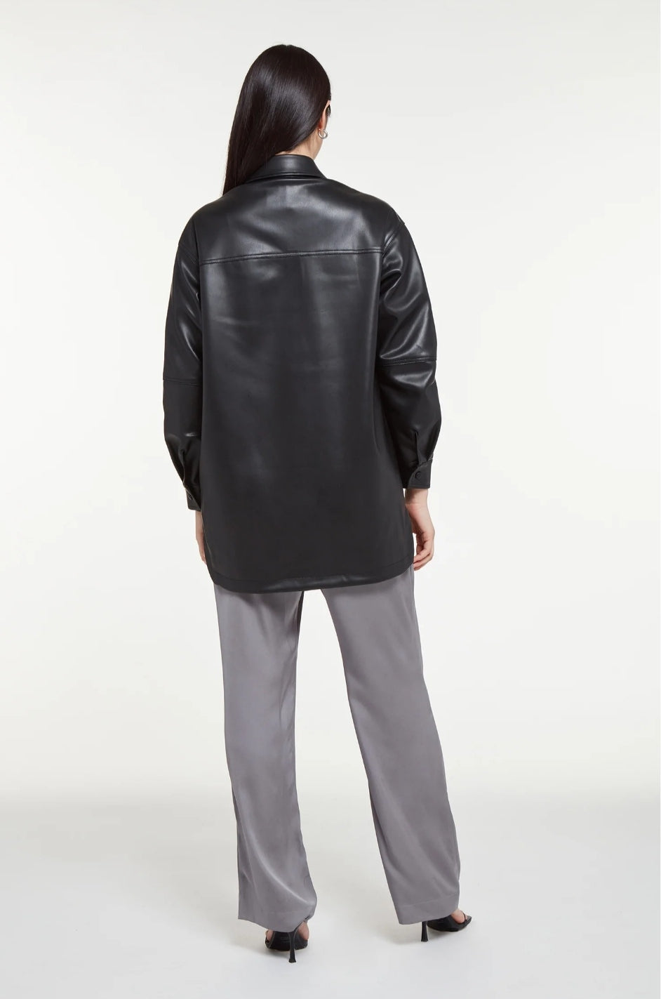 Midnight Trucker Leather Shirt – Women's Black Leather Shirt Jacket