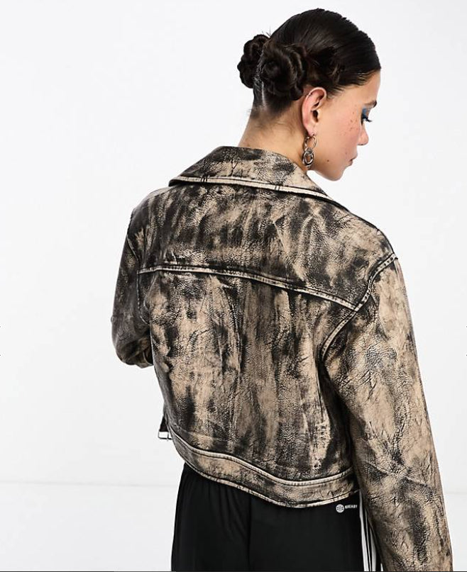Vintage Distressed Biker Leather Jacket for Women