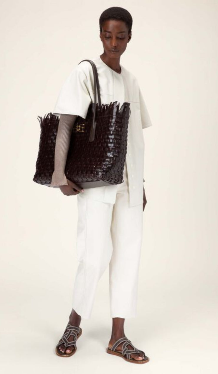 Women's White Round Neck Leather Shirt – Genuine Cowhide