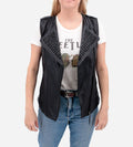 Black Studded Leather Biker Vest for Women